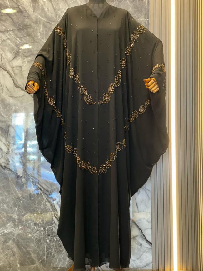 KH-001 عباية شيفون شغل يدوي